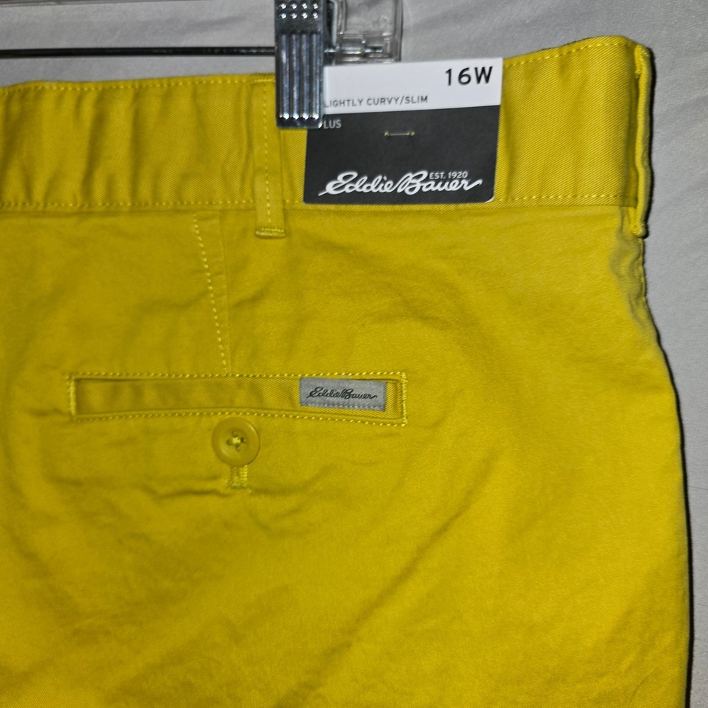 Eddie Bauer Shorts 16W Womens Yellow Legend Wash Stretch Lightly Curvy Slim - Picture 7 of 11